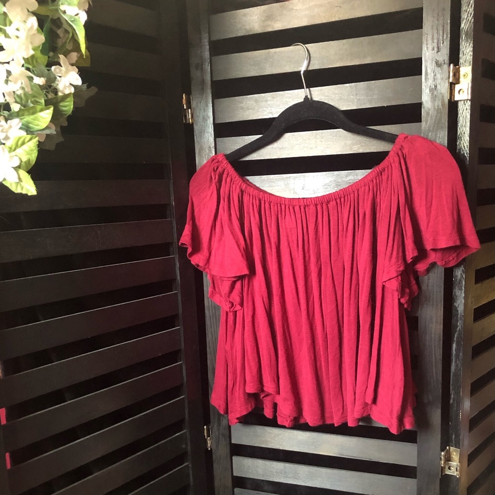 Maroon off the shoulder top